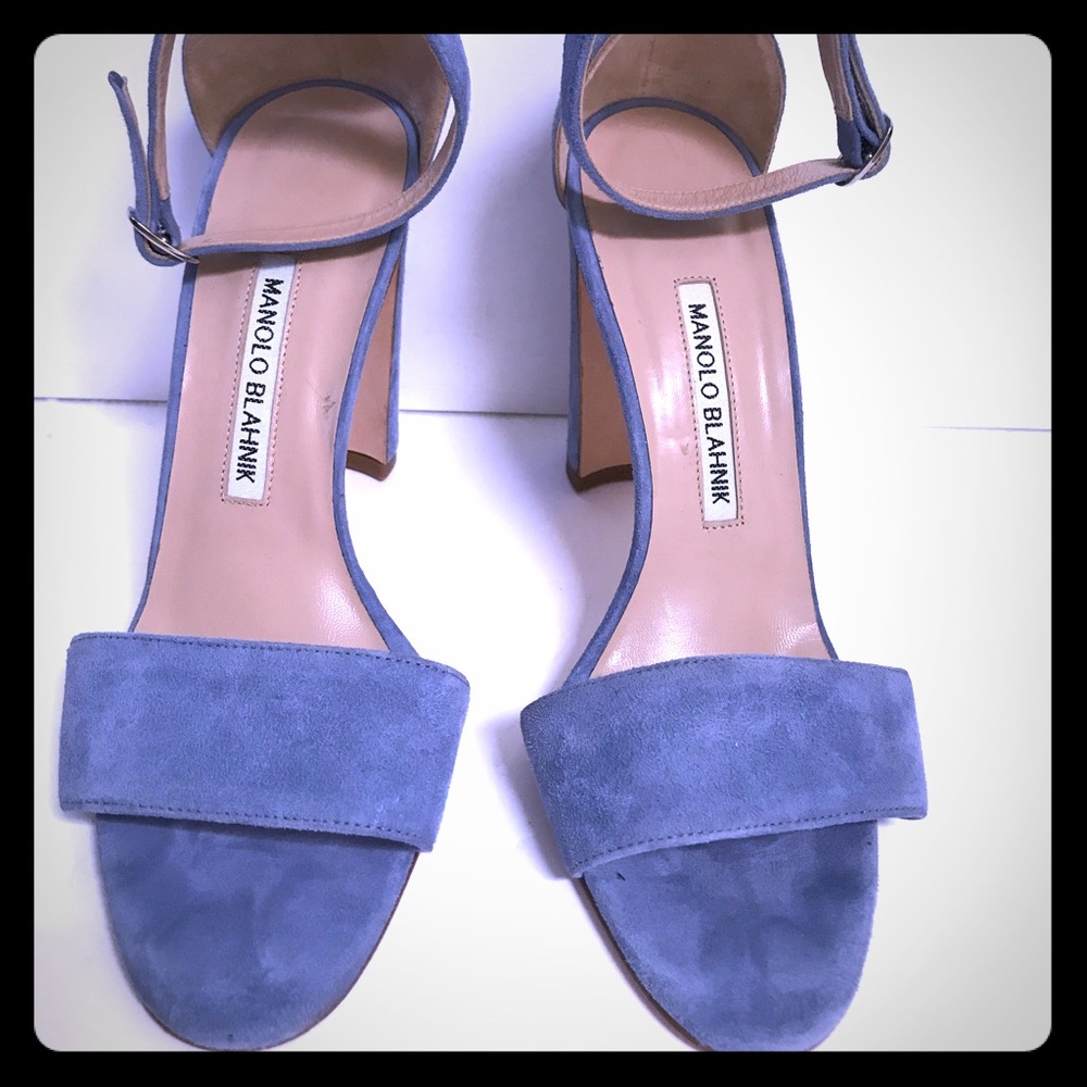 Manolo Blahnik Blue Suede Heels